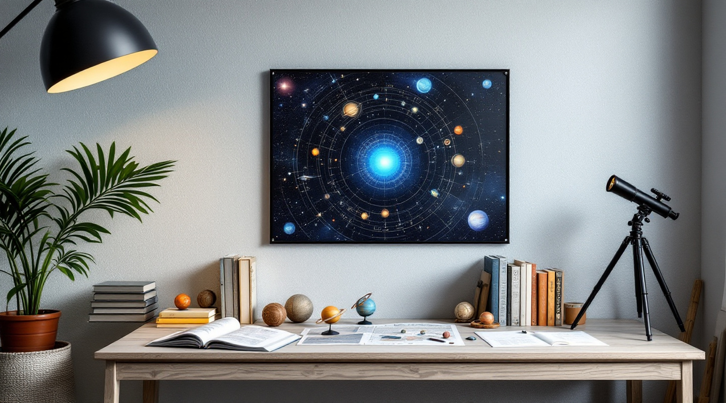 Viaje a las Estrellas - Espacio de astronomía con telescopio y mapa estelar