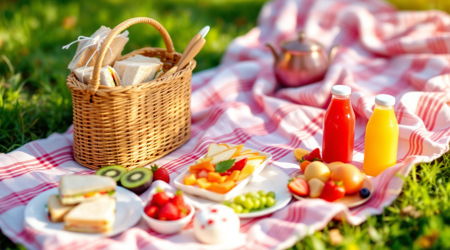 Picnic mágico preparado con alimentos saludables